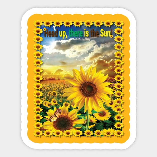 Sunflower- head up #2 Sticker by SpaskeArt